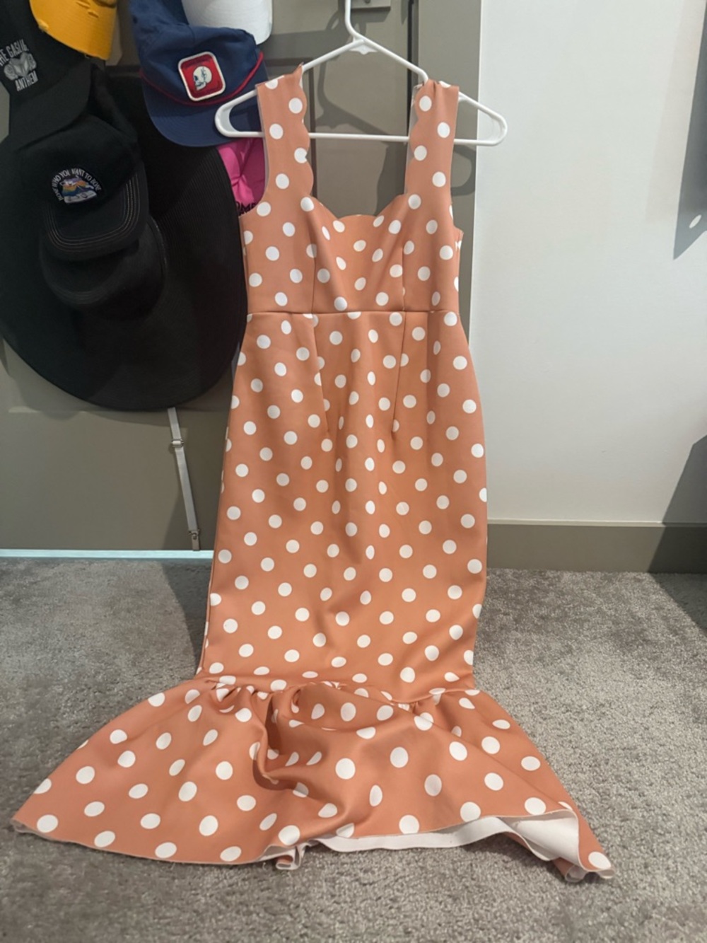 ASOS Pink and White Polka Dot Dress
